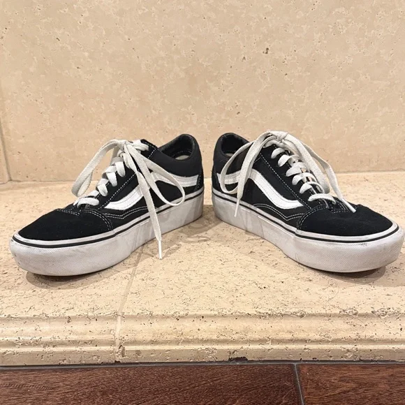 Vans Black and White Platform Sneakers - Picture 7 of 9